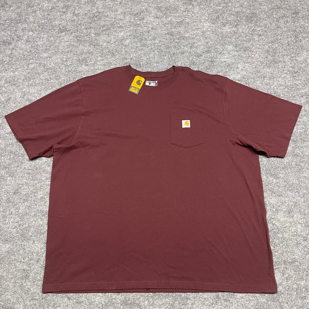Carhartt Shirt Mens 4XL Burgundy Red Heavyweight Pocket Loose Fit K87 Workwear